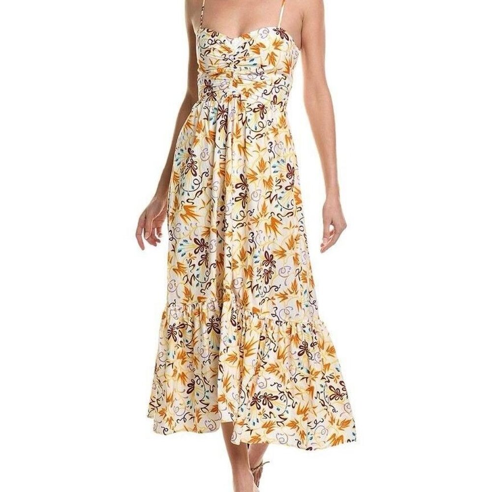 A.L.C. A-Line Midi Dress White Multi Lilah Print Flounce
